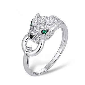 Anillo de Cóctel F140 con Cabeza de Pantera, Plata 925, Cristales Pavé, Joyería Fina para Mujer, Uso Diario - Product Image 2