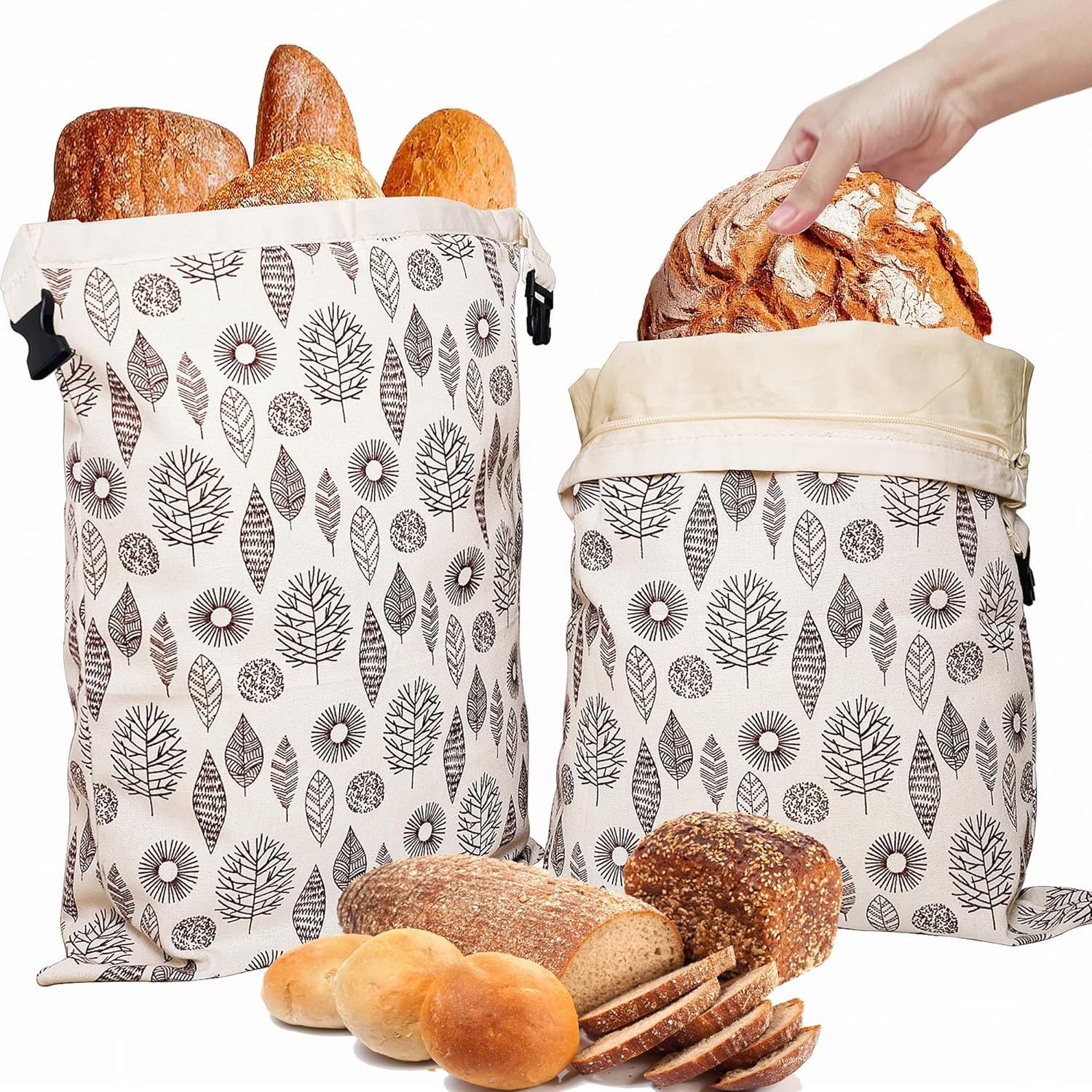 Lin coton motif feuilles