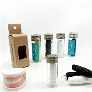 Vente chaude, fil dentaire biodégradable en charbon de bois, sans déchets, coloré, saveur menthe, logo personnalisé, vente en gros, biologique, 50 m - Product Image 3