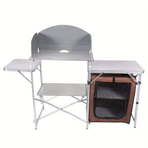 Armoires de rangement extérieures mobiles avec table pliante, cuisine de camping portable pliable - Product Image 4