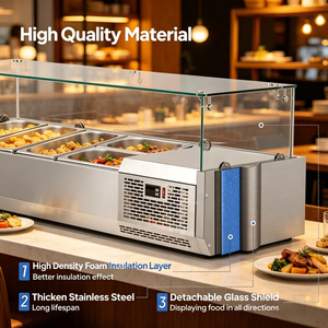 Refrigerador <span class=keywords><strong>de</strong></span> mostrador con vitrina para preparación <span class=keywords><strong>de</strong></span> ensaladas, ideal para cafeterías y <span class=keywords><strong>restaurantes</strong></span>, mantiene los ingredientes frescos y visibles - Product Image 3