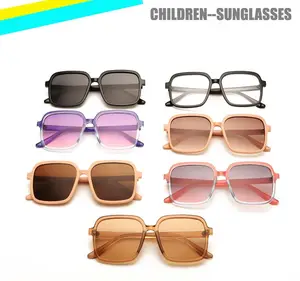 Children's Two-Color Square Frame Sunglasses With Big Literary Frame Girls' Hinge Glasses For Foreign Trade