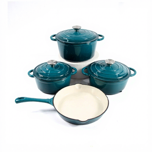 Batterie de cuisine quatre pièces <span class=keywords><strong>en</strong></span> <span class=keywords><strong>fonte</strong></span> émaillée, antiadhésive, style moderne et luxueux, pour soupes, ragoûts et casseroles, compatible <span class=keywords><strong>gaz</strong></span> universel, faible MOQ - Product Image 2