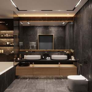 Mueble de Baño de Diseño Moderno y Lujoso, Elegante Mueble de Almacenamiento para Baño de Hotel y Apartamento, Cajones Montados, Pizarra - Product Image 2