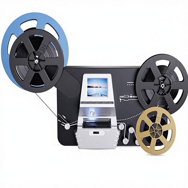 Super 8mm Film Scanner New 3.53Mega Pixels 2.4inch 32-Bit Color Screen USB Interface CMOS Light Source Black Stock 1-Year