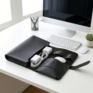 Stocked PU Leather 6 Colors Portable Foldable Cable Storage Bag Promotional Gift Travel Charger Organizer <b>Computer</b> <b>Accessories</b> - Product Image 1