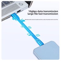 Kabel Data Ultra Tipis USB 3.0 Tipe-A Male ke USB-C Tipe-C Male Biru 10Gbps untuk Laptop Komputer Disk SSD Kamera