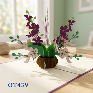 Meilleur Prix Fleur d'Orchidée Carte Pop-up 3D Artisanat Papier Hanoï Impression Offset Cadeaux de Thanksgiving Personnalisés - Product Image 1