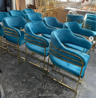 Le plus récent comptoir haut chaise de luxe or en acier inoxydable chaise de Bar velours tabouret de Bar pour hôtel maison Pub mariage