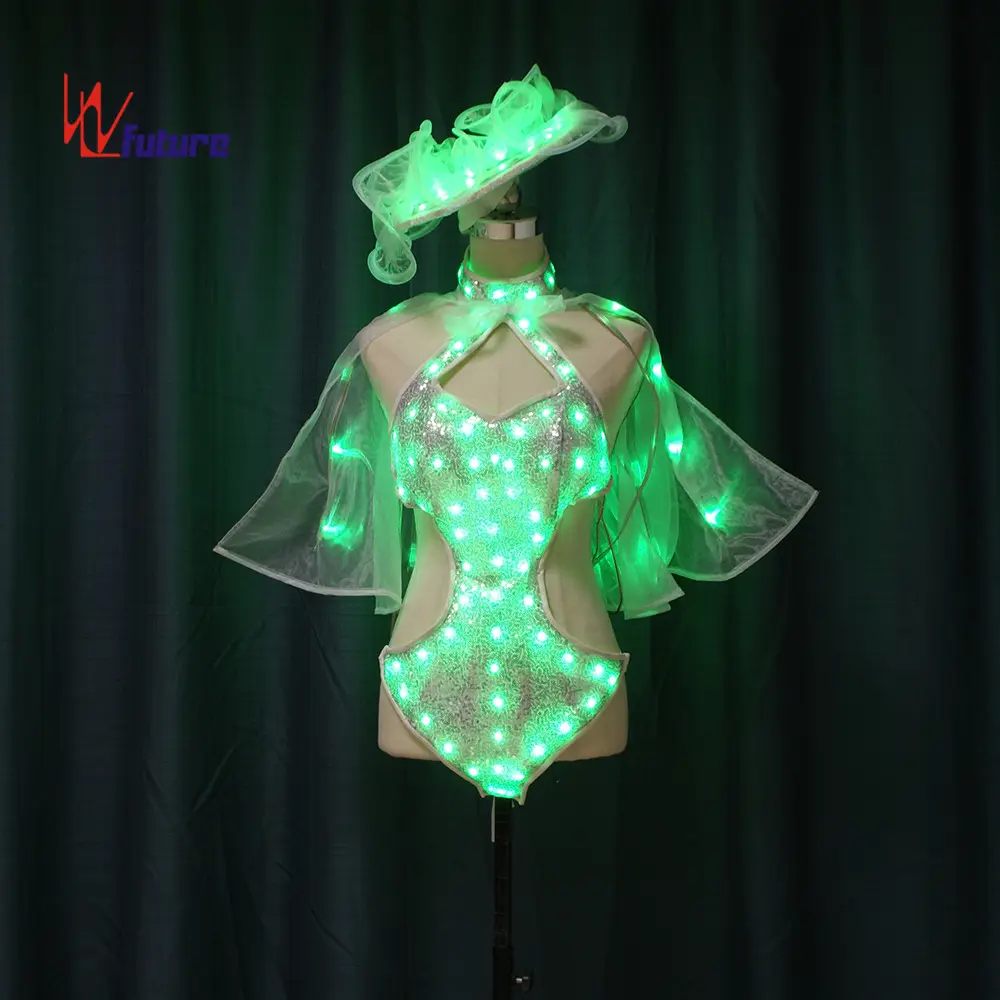 Programable a todo color LED Light Club vestidos LED Sexy disfraces LED Sexy Bikini que brilla en la oscuridad traje de baile 1 pieza adultos