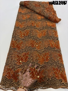 Tradizione africana all'ingrosso di moda tessuto di pizzo cristallo austriaco ricamo tessuto <span class=keywords><strong>Guipure</strong></span> per indumento Senegal e Mali - Product Image 2