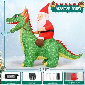 ของตกแต่งคริสต์มาสกลางแจ้งรูปไดโนเสาร์เป่าลมขนาด 7.2 ฟุต พร้อมไฟ LED ในตัว รุ่นขายดีพิเศษ - Product Image 6