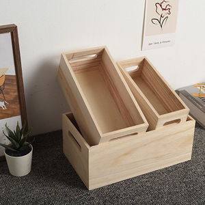 Wooden Storage <b>Box</b> Pine Wood Open Top With Handle For <b>Makeup</b> And Cosmetics Organizers Eco Friendly Multiple Sizes - Product Image 1