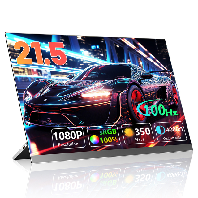 21.5 Inch USB-C Portable Monitor Portable Monitor 1080P FHD HDR VESA 120 Adjustable IPS Panel Extension Display Laptop