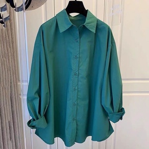 Camicette coreane alla moda taglie forti da donna a collo alto a maniche lunghe camicette sottili per camicia casual - Product Image 6