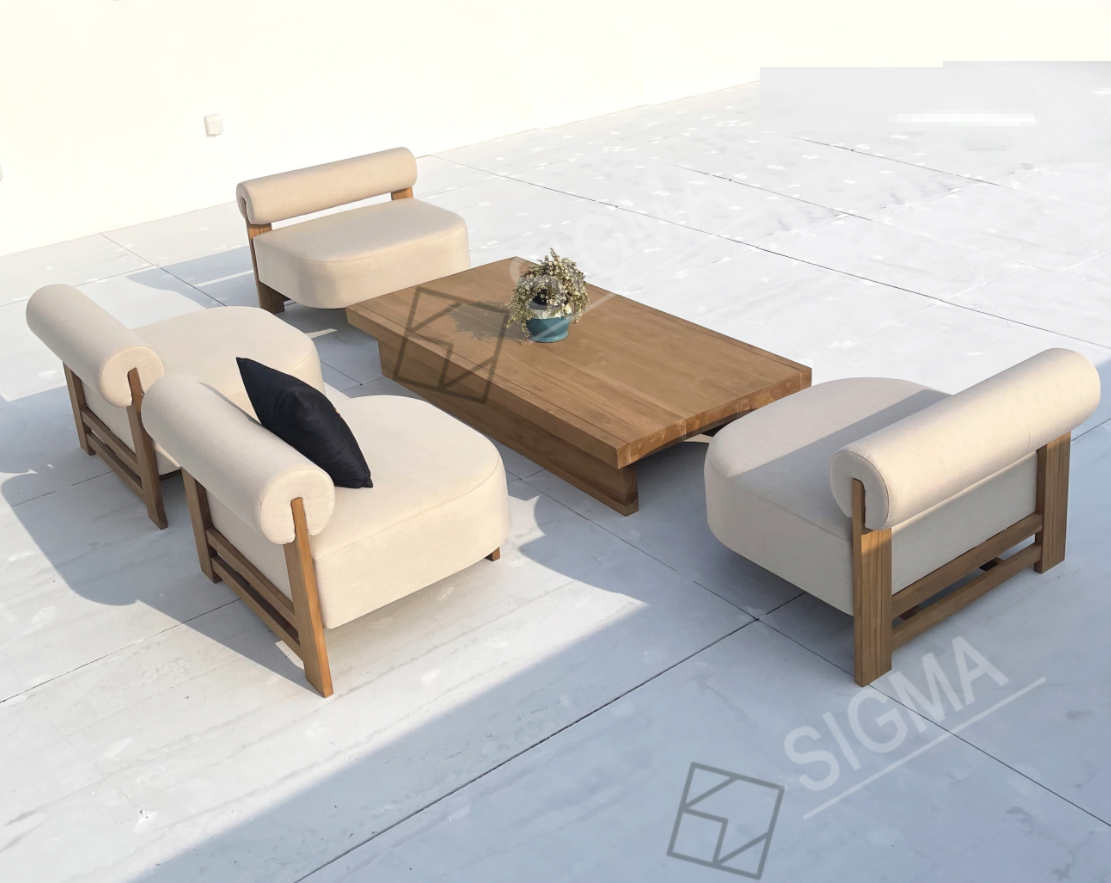 Modern Luxury Teak Solid Wooden Sofa Set Weather-Resistant Outdoor Furniture for Villas Courtyards Apartments-New Design