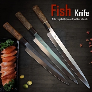 Coltello da Chef Giapponese per Sushi e Sashimi con Manico in Legno di Sicomoro Figurato, Lama in Acciaio al Carbonio 240/270/300mm, Confezione Regalo - Product Image 2