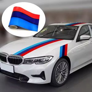 สติกเกอร์ติดรถแข่งลายทาง3สีฝากระโปรงรถและหลังคารถไวนิลกราฟิกสไตล์สปอร์ตพร้อมโลโก้ออกแบบได้ตามต้องการจากโรงงาน - Product Image 5