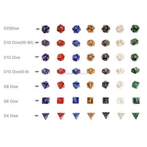 Dungeons & Dragons Polyhedral 4 6 8 <span class=keywords><strong>10</strong></span> 12 Jeu de dés à 20 faces Un tube de dés à grain de perle opaque multicolore - Product Image 5