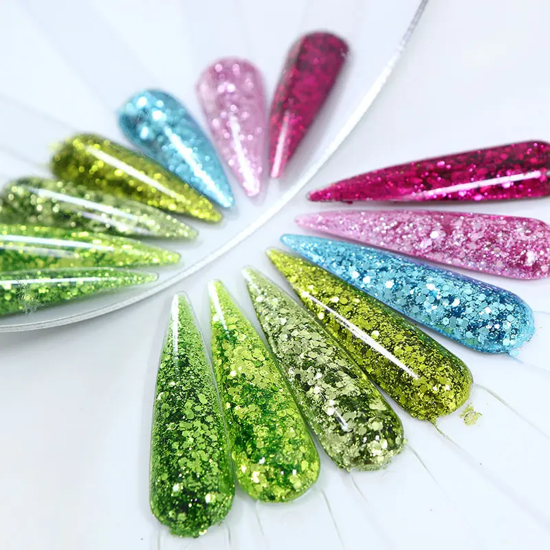 Commercio all'ingrosso private label Nail Glitter paillettes 3D olografico Chameleon Powder nail Art accessori