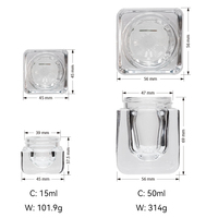 15g 50g Clear Square Double Wall Hautpflege Gesichts creme Verpackung Kosmetik glas für Körper peeling