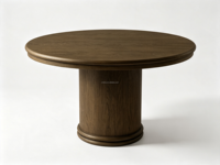 FERLY Mid-Century Modern Runder Holz-Esstisch 4-Sitzer mit Säulenfuß Minimalistisches Wohnmöbel