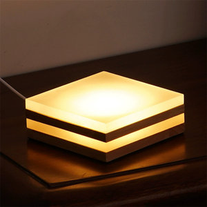 Square Wooden LED <strong>Lamp</strong> Table Light Custom Wood Base Transparent Acrylic Vase <strong>Fish</strong> <strong>Tank</strong> Base Crystal Decoration Display Holder - Product Image 2