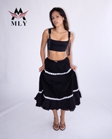 Maillot de bain deux pièces personnalisé OEM vente en gros femmes noeud cravate épaule haut caraco avec balançoire plage robe de couverture