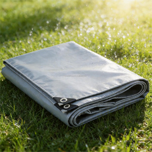 Bâche en <span class=keywords><strong>PVC</strong></span> double face robuste <span class=keywords><strong>500g</strong></span>/m² imperméable avec œillets renforcés, résistante aux UV, à la poussière et à la neige, grise, pour couverture extérieure et tente - Product Image 1