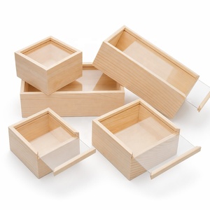 Scatola in Legno Vuota di Lusso Personalizzabile con Logo, Grande, Non Finita, con Coperchio Scorrevole in <span class=keywords><strong>Vetro</strong></span> e Parte Superiore <span class=keywords><strong>Trasparente</strong></span> in Acrilico - Product Image 1