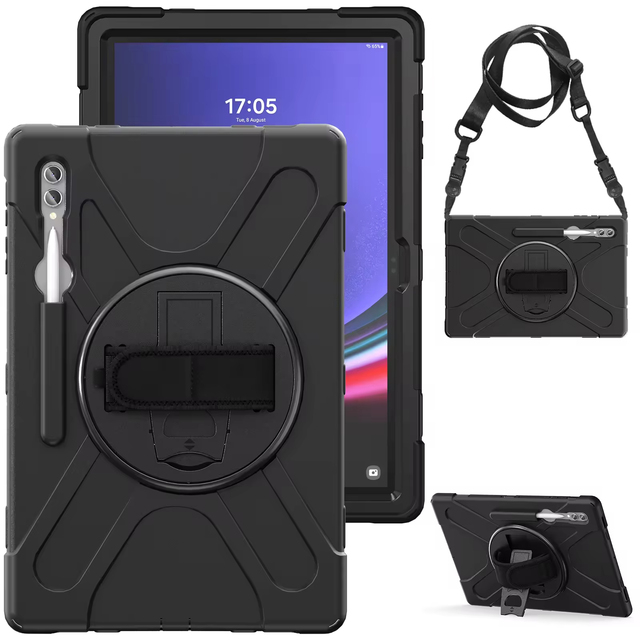 Rugged Armor Tablet Case for Samsung Galaxy Tab S8 Ultra 14.6" 2022 X900/X906 Ultra X900/X906 Hand Shoulder Strap Pencil Holder