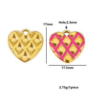 Stainless Steel Checkerboard Heart Pendant DIY Jewelry Accessory for Necklace <b>Bracelet</b> 495 - Product Image 3