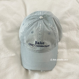 Bake Our Connection Baseball Cap Light Blue Cotton Unisex Sunshade <b>Hat</b> Spring <b>Summer</b> - Product Image 1