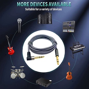 Câble de Guitare TRS 6,35 mm, Câble Audio Stéréo à Angle Droit avec Jack Mâle 6,35 mm <span class=keywords><strong>pour</strong></span> <span class=keywords><strong>Basse</strong></span>, Clavier, Mixeur, Amplificateur - Product Image 5