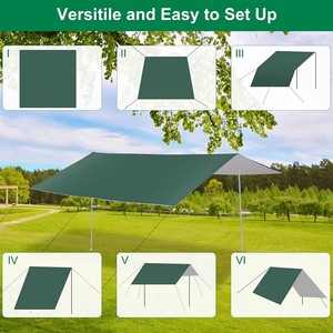 Hamac de camping avec bâche de protection contre la pluie, <span class=keywords><strong>moustiquaire</strong></span>, tente imperméable, pour pique-nique et activités de plein air, en tissu Oxford, avec cadre en aluminium, coupe-vent et anti-UV - Product Image 4