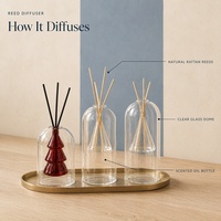 Diffuseur d'ambiance sans flamme en verre soufflé de luxe, aromathérapie, 120-180 jours, 0% d'alcool, transparent, décoration de table romantique