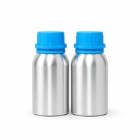 Flacon diffuseur de sérum cosmétique marin 100 ml en aluminium brillant avec bouchon bleu ciel inviolable
