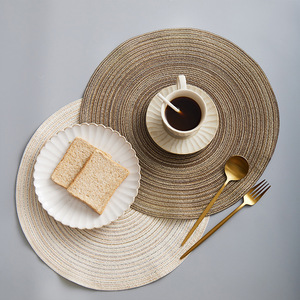 Round Polyester Cotton Placemats <b>Large</b> Size Woven Eco Friendly Table <b>Mats</b> For Home Dining - Product Image 1