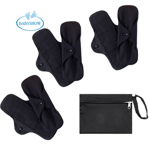 Lot de serviettes hygiéniques lavables et réutilisables Babyshow pour le <span class=keywords><strong>jour</strong></span>, avec ailettes, en coton écologique, respirantes, imperméables, anti-fuites, pour flux abondant - Product Image 1