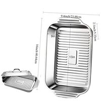 Plaque de cuisson rectangulaire en acier inoxydable avec couvercle, plat à poisson grillé domestique, ustensile de cuisine