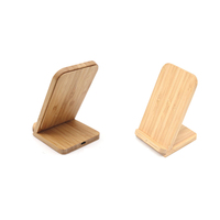 Support de chargeur sans fil en bambou 15W, station de charge rapide sans fil à double bobine, support de téléphone en bambou naturel pour téléphone portable