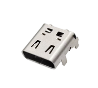 Conector USB 4.0 Tipo-C Hembra de Acero Inoxidable, 24 Pines, Carcasa Simple, Montaje en Superficie Doble, Placa PCB, Pin Plano de 1.2 mm de Longitud