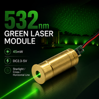 Nouveau module laser vert 532nm 45mW, faisceau croisé Starlight, ligne horizontale, tête métallique, DC2.3-5V, accessoires pour éclairage de scène et de pelouse ZhonNa