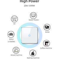 Tuya Wifi 30A 4400W Interrupteur Tactile Intelligent Haute Puissance pour Climatiseur 100-240V Compatible avec Interrupteur Chauffe-Eau Tuya