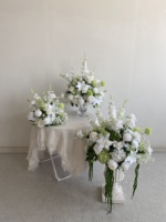 Boule de fleurs artificielles 30-50cm, rose en soie blanche, pompon moderne de haute qualité, décoration suspendue pour centre de table de mariage