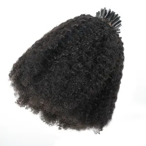 Extensions de cheveux humains crépus lisses, longue durée, I Tip, vente en gros, Micro liens, 4A 4B 4C, Afro, Kinky, vente en gros