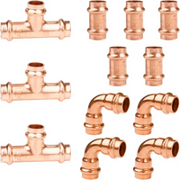Kit de raccords en cuivre Pro Press 1/2 pouce pour plomberie, raccord Propress, coude à 90 degrés, raccords de tuyauterie d'eau Propress, connexion de plomberie