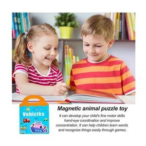 Livre d'activités magnétique Montessori pour la maternelle, livre silencieux avec autocollants, jouets éducatifs de puzzle magnétique pour les enfants, garçons et filles - Product Image 5