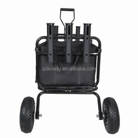 Chariot de pêche pliable robuste KNADY en métal et plastique, conteneur à roulettes, roues pneumatiques, conception à quatre roues, porte-cannes, capacité de charge de 150 kg
