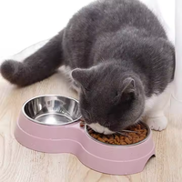 Hot Deal rond moderne nouveau Design coloré isolé Portable Double paroi en acier inoxydable alimentation nourriture eau bol pour animaux de compagnie